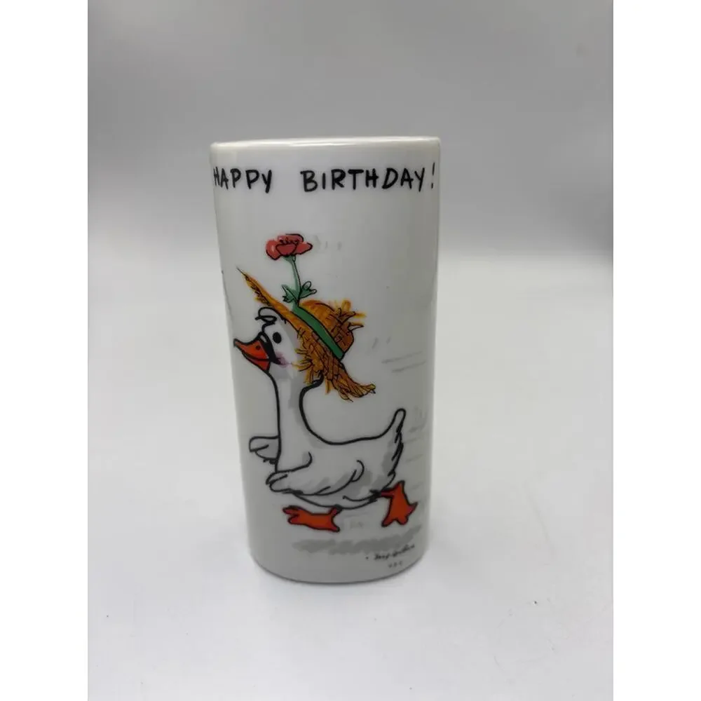 Vintage Suzy‘s Zoo Vase 1976 Japan Duck Happy Birthday Gift Kitsch Cute